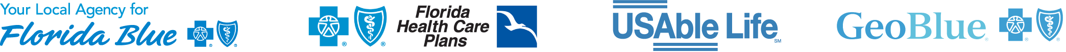 Your Local Agency for Florida Blue - Florida Health Care Plans - USAble Life - GeoBlue Sunsure - Vendor Logos - Your Local Agency for Florida Blue - Florida Health Care Plans - USAble Life - GeoBlue