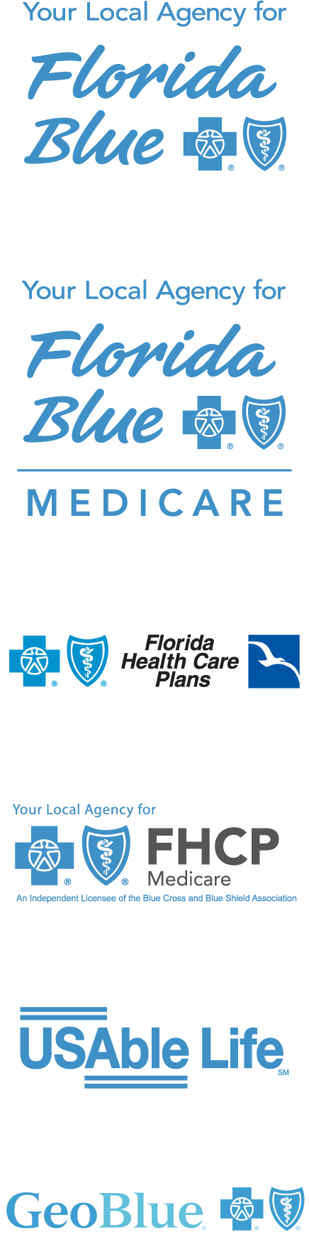 Sunsure - Vendor Logos - Your Local Agency for Florida Blue - Florida Health Care Plans - USAble Life - GeoBlue